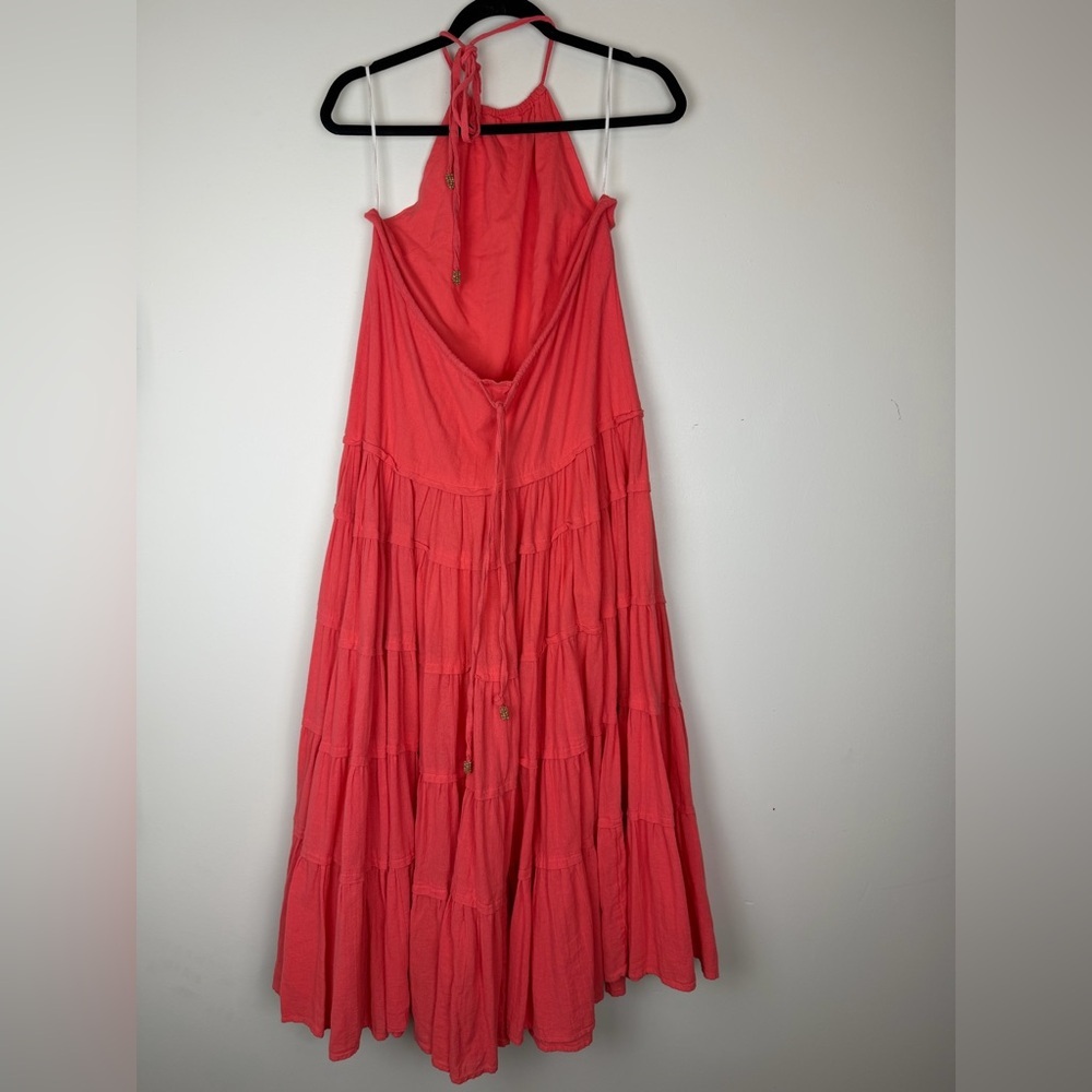 FREE PEOPLE Somewhere Sunny Drop Waist Maxi Dress Watermelon Coral XS - Picture 3 of 7
